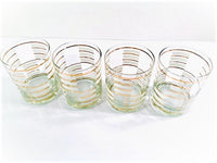 Load image into Gallery viewer, Georges Briard Signed Gold and White Geometric Double Old Fashion Glasses (Set of 2)
