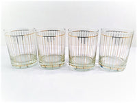 Load image into Gallery viewer, Culver Signed Mid-Century 22-Karat Gold Striped Double Old Fashion Glasses (Set of 4)
