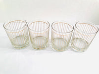 Load image into Gallery viewer, Culver Signed Mid-Century 22-Karat Gold Striped Double Old Fashion Glasses (Set of 4)
