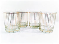 Load image into Gallery viewer, Culver Signed Mid-Century 22-Karat Gold Striped Double Old Fashion Glasses (Set of 4)
