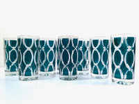 Load image into Gallery viewer, Vogue Crystal Glass Company Mid-Century Green and White Glasses (Set of 8)

