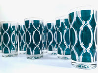 Load image into Gallery viewer, Vogue Crystal Glass Company Mid-Century Green and White Glasses (Set of 8)
