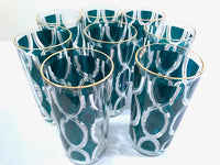 Load image into Gallery viewer, Vogue Crystal Glass Company Mid-Century Green and White Glasses (Set of 8)
