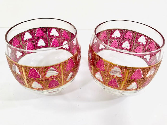 Culver - Signed Mid-Century 22 Karat Gold and Amethyst Roly Poly Glasses (Set of 2)