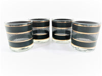 Load image into Gallery viewer, Georges Briard Mid-Century Gold and Black Bands Netting Glasses (Set of 4)
