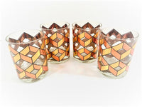 Load image into Gallery viewer, Culver Gold and Copper Herringbone Double Old Fashion Glasses (Set of 4)
