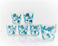 Load image into Gallery viewer, Mid-Century Atomic Turquoise Honeycomb Glasses (Set of 6)
