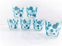 Load image into Gallery viewer, Mid-Century Atomic Turquoise Honeycomb Glasses (Set of 6)
