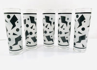 Load image into Gallery viewer, Georges Briard Signed Jazz Black and White Abstract Tall Collins Glasses (Set of 5)
