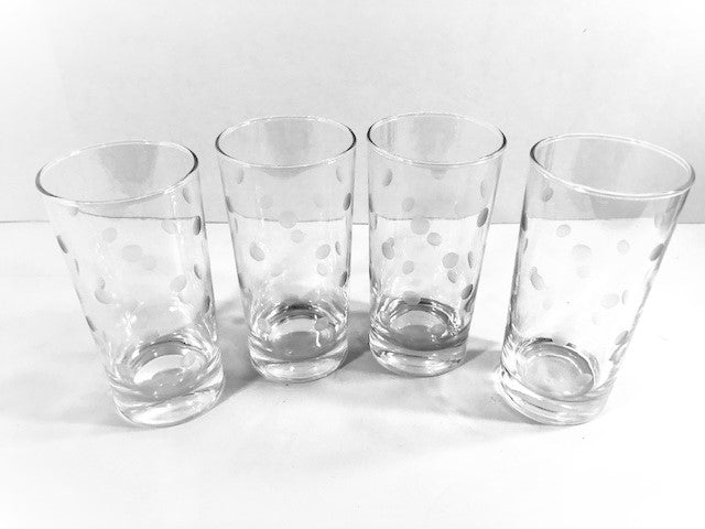 Vintage Etched Dot Highball Glasses (Set of 4)