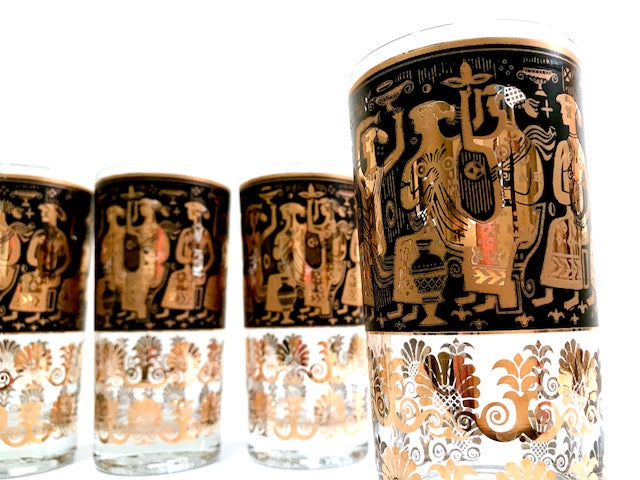 Georges Briard Signed Mid-Century Egyptian Highball Glasses (Set of 4)