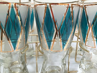 Load image into Gallery viewer, Libbey Mid-Century Emerald Blue and 22-Karat Gold Diamond Pilsner Glasses With Atomic Carrier (Set of 8)
