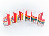 Load image into Gallery viewer, Retro Rainbow Striped Highball Glasses (Set of 6)
