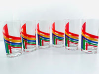 Load image into Gallery viewer, Retro Rainbow Striped Highball Glasses (Set of 6)
