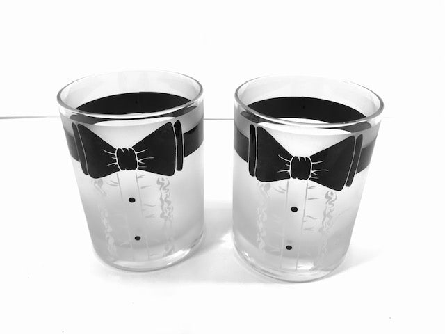 Culver Signed Tuxedo Double Old Fashion Glasses (Set of 2)