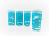 Load image into Gallery viewer, Federal Glass Mid-Century Aqua Stripe Tall Collins Glasses (Set of 4)

