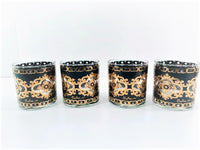 Load image into Gallery viewer, Culver Signed Mid-Century 22-Karat Gold and Black Baroque Glasses (Set of 4)
