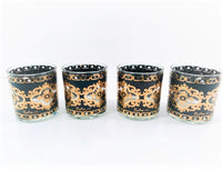 Load image into Gallery viewer, Culver Signed Mid-Century 22-Karat Gold and Black Baroque Glasses (Set of 4)
