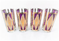 Load image into Gallery viewer, Cera Signed Mid-Century Gold and Amethyst Highball Glasses (Set of 4)
