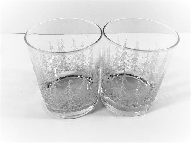 Vintage Frost Pines Double Old Fashion Glasses (Set of 2)