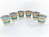 Load image into Gallery viewer, Georges Briard Signed Golden Feathers Double Old Fashion Glasses (Set of 6)
