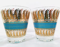 Load image into Gallery viewer, Georges Briard Signed Golden Feathers Double Old Fashion Glasses (Set of 6)
