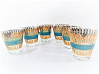 Load image into Gallery viewer, Georges Briard Signed Golden Feathers Double Old Fashion Glasses (Set of 6)
