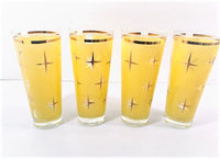 Load image into Gallery viewer, Bartlett Collins Mid-Century Yellow Atomic North Star Tall Collins Glasses (Set of 4)
