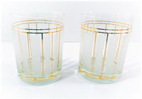 Load image into Gallery viewer, Culver Signed ServeMates White and Gold Stripe Double Old Fashion Glasses (Set of 2)
