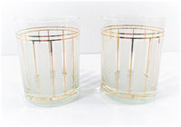 Load image into Gallery viewer, Culver Signed ServeMates White and Gold Stripe Double Old Fashion Glasses (Set of 2)
