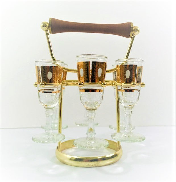 Fred Press Signed Jewel Mid-Century 7-Piece Port /Cordial Set