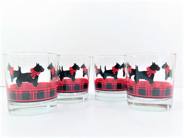 Anchor Hocking Fitz Signed Scottie Dog Glasses (Set of 4)