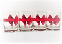 Load image into Gallery viewer, Cera Signed Mid-Century Red Ribbon Double Old Fashion Glasses (Set of 4)
