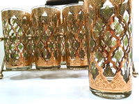 Load image into Gallery viewer, Culver Signed Mid-Century Valencia 8-Piece Highball Glasses With Carrier
