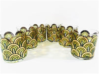 Load image into Gallery viewer, Retro Mod 22-Karat Gold and Green Arches Glasses (Set of 6)
