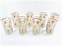 Load image into Gallery viewer, Dominion Glass Mid-Century 22-Karat Gold and White Stars Glasses (Set of 8)
