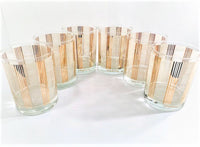 Load image into Gallery viewer, Georges Briard Signed Gold and White Abstract Double Old Fashion Glasses (Set of 6)
