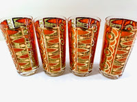 Load image into Gallery viewer, Georges Briard Signed Mid-Century Orange and Green Deco Highball Glasses (Set of 4)
