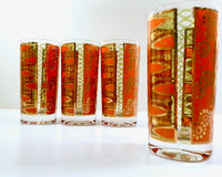 Load image into Gallery viewer, Georges Briard Signed Mid-Century Orange and Green Deco Highball Glasses (Set of 4)
