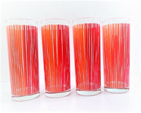 Load image into Gallery viewer, Retro Red and Orange Striped Tall Collins Glasses (Set of 4)

