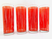 Load image into Gallery viewer, Retro Red and Orange Striped Tall Collins Glasses (Set of 4)
