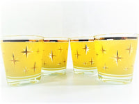 Load image into Gallery viewer, Bartlett Collins Mid-Century Yellow Atomic North Star Old Fashion Glasses (Set of 4)
