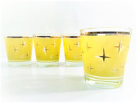 Load image into Gallery viewer, Bartlett Collins Mid-Century Yellow Atomic North Star Old Fashion Glasses (Set of 4)
