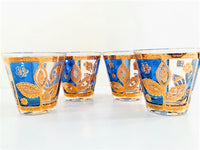 Load image into Gallery viewer, Culver Signed Mid-Century Blue and 22-Karat Gold Leaf Glasses (Set of 4)
