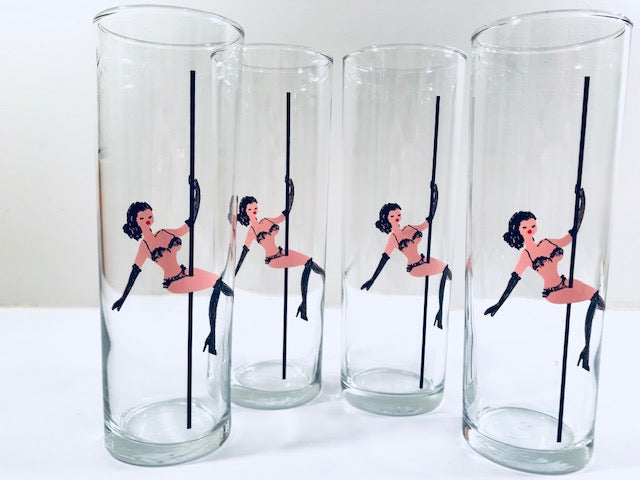 Libbey Glass Mid-Century Tiny Dancer Tall Collins Glasses (Set of 4)