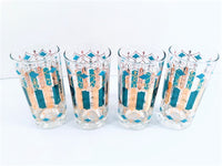 Load image into Gallery viewer, Mid-Century Green, Turquoise and 22-Karat Gold Highball Glasses (Set of 4)
