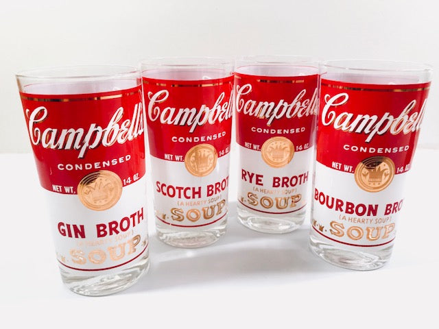Georges Briard Signed Mid-Century Campbell's Soup Cocktail Glasses (Set of 4)
