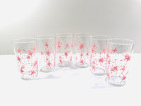 Load image into Gallery viewer, Federal Glass Mid-Century Pink Atomic Starburst Glasses with Tipsy Tim Carrier (Set of 6 with Carrier)
