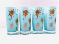 Load image into Gallery viewer, Federal Glass Mid-Century Blue Atomic &amp; 22-Karat Gold Star Glasses (Set of 4)
