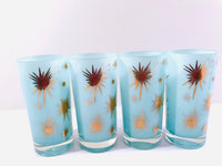 Load image into Gallery viewer, Federal Glass Mid-Century Blue Atomic &amp; 22-Karat Gold Star Glasses (Set of 4)
